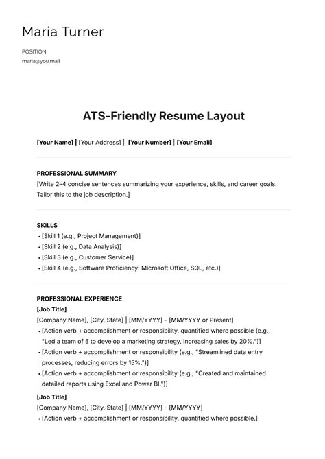 Resume Template Ats Friendly