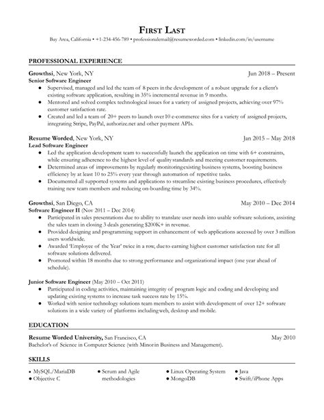 resume template software engineer github
