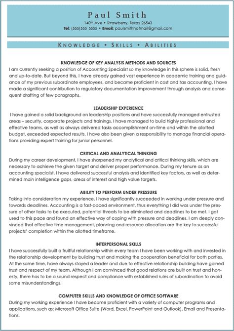 resume with knowledge skills and abilities examples