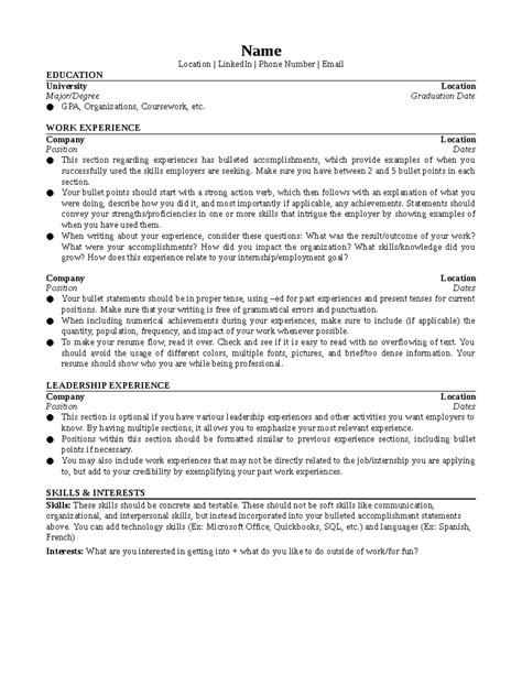 Wonsulting Resume Template Career Example Name Location LinkedIn