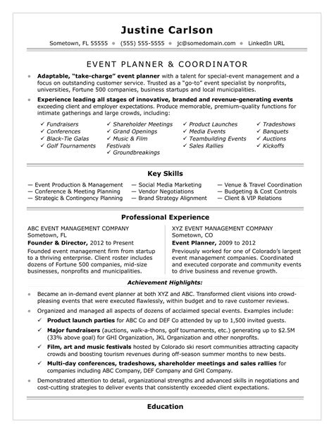 Event planner Resume Event planner resume, Professional