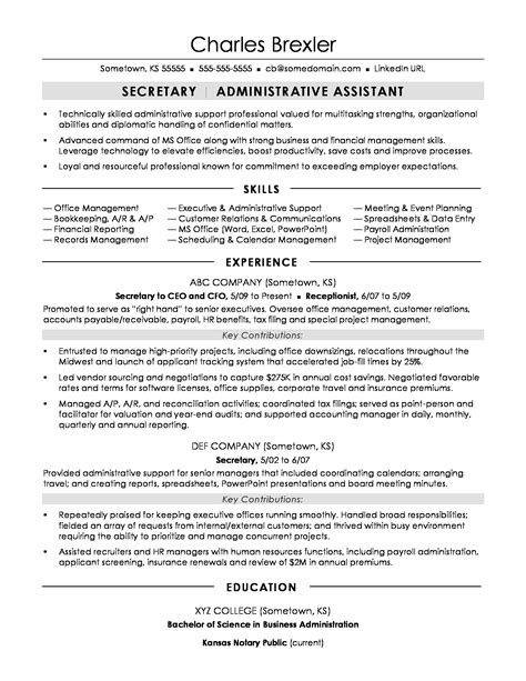 Sample Resume For Secretary Mryn Ism