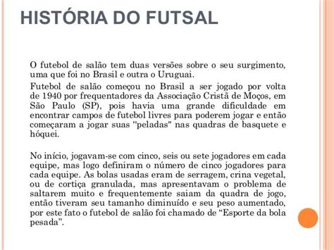 resumo da historia do futsal