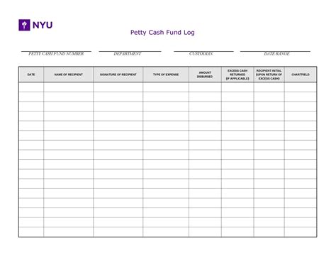 Retail Change Fund Printable Worksheet
