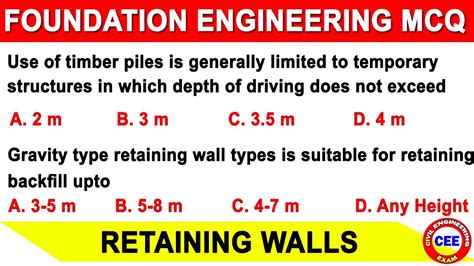 Retaining Wall Mcq Questions And Answers