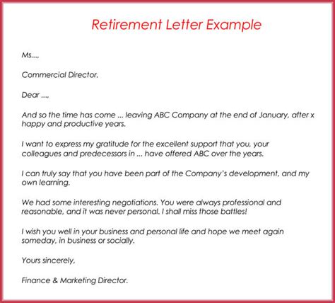 Free Retirement Letter Template with Samples Word PDF eForms