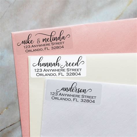 return address labels clear with script