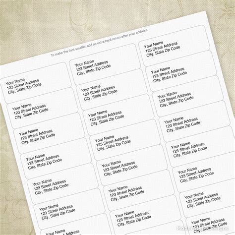 Return Address Labels Template Word