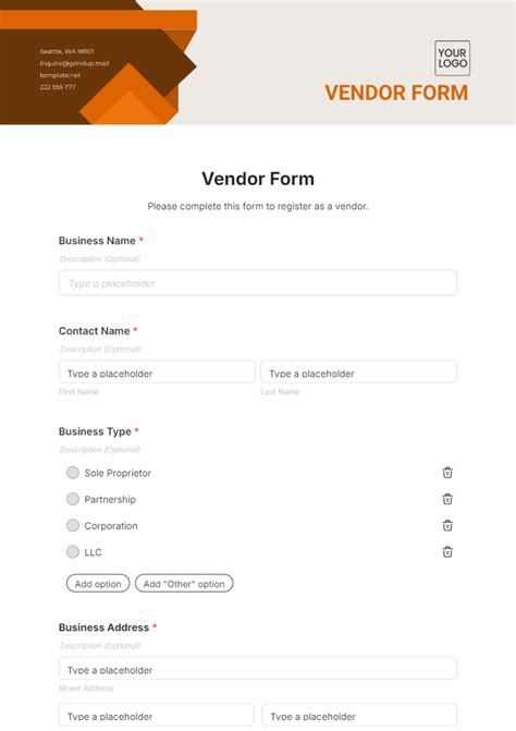 return to vendor form template