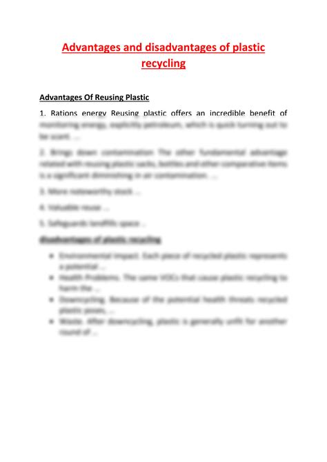 Reusing Plastic Advantages And Disadvantages