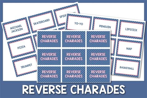Reverse Charades Printable Ideas