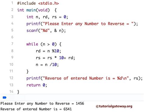 reverse digits of a number in c