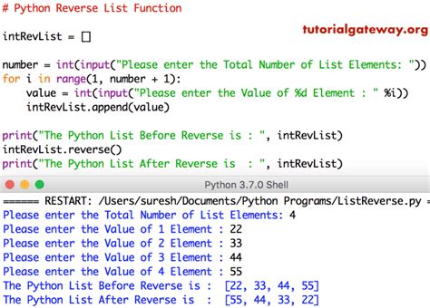 reverse function in python list