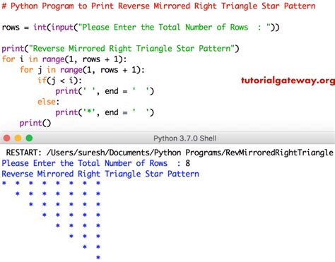 reverse number pattern program in python