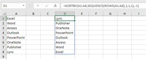 reverse order list excel
