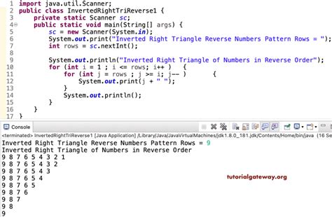 Reverse Triangle Using Java