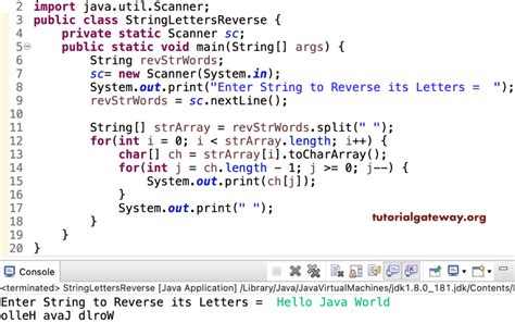 reverse words in a string java code