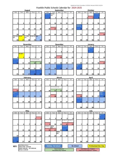 Revised School Calendar 2024