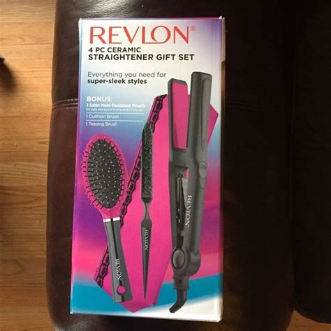 revlon ceramic hair straightener gift set teal 7 pc