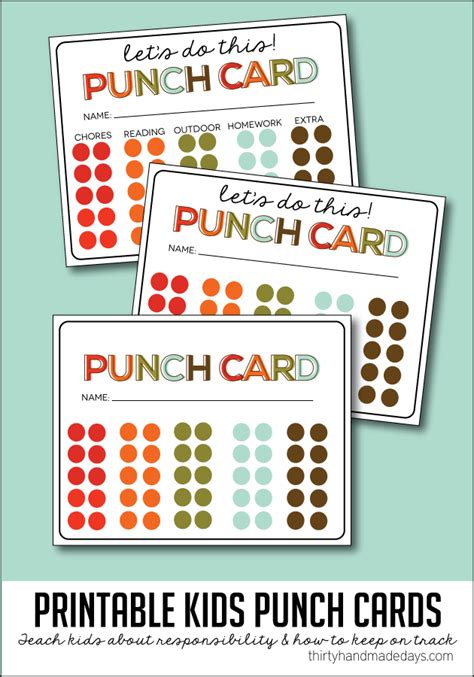 reward punch cards for kids