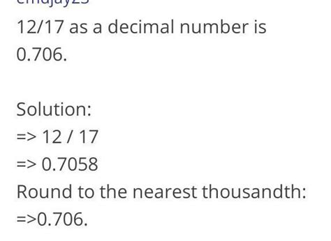 rewrite 12/17 as a decimal number