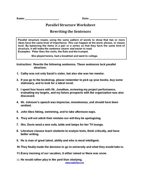 rewrite the sentence using parallel structure