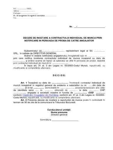 Rezilierea Contractului