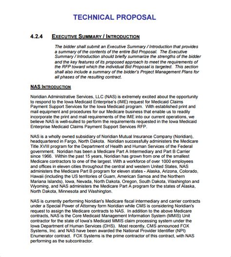 rfp technical approach examples