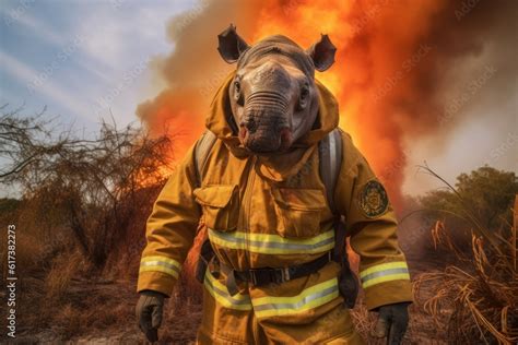 rhinoceros putting out fire