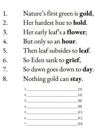 rhyme scheme questions and answers