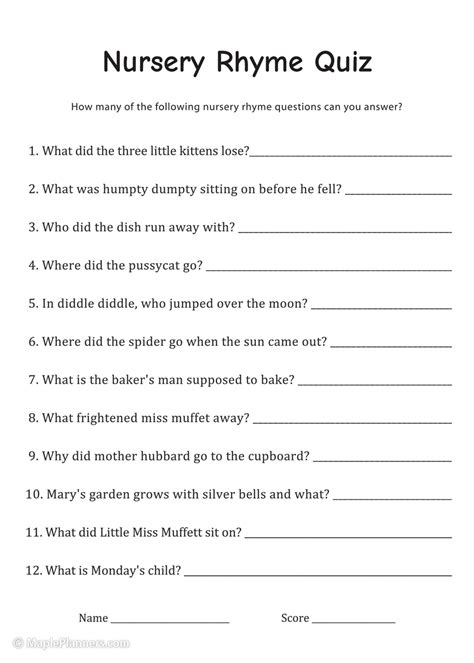 rhyming quiz questions and answers pdf