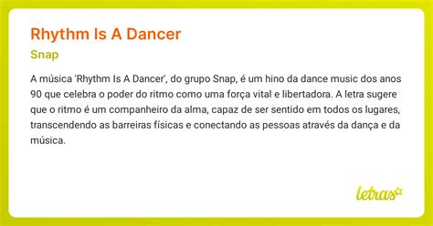 Rhythm Is A Dancer Meaning