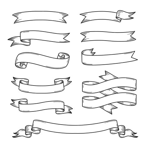 Ribbon Hand Drawn Vector