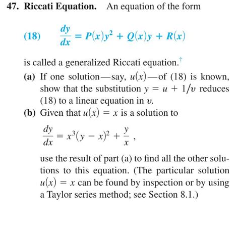 riccati equation solution