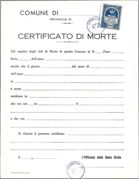richiesta certificato di morte roma