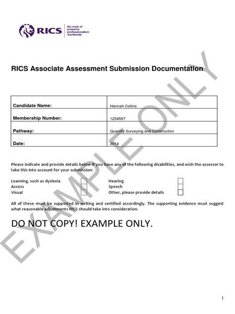 rics associate submission dates