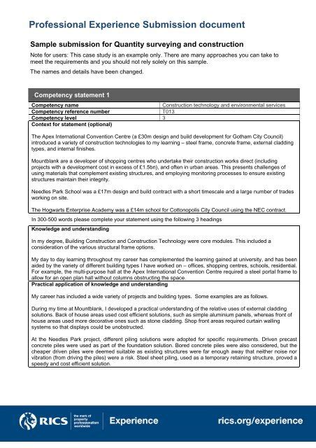 rics experience route