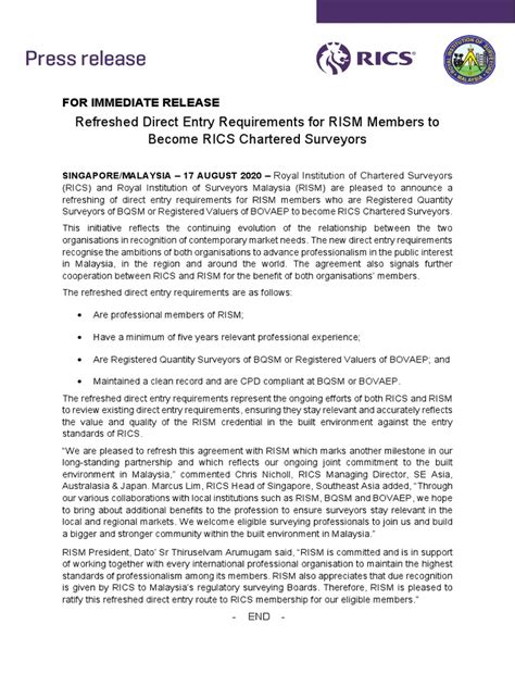rics press release