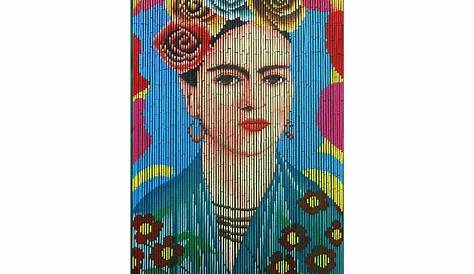 Rideau de porte Frida Kahlo Perles en bambou, motif