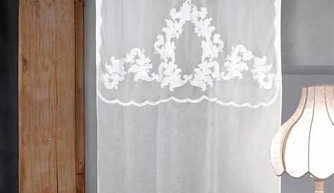 Rideau double rideaux voilage brodé en coton secret