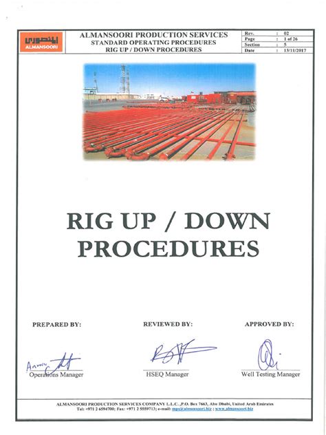 Rig Up Rig Down Procedures