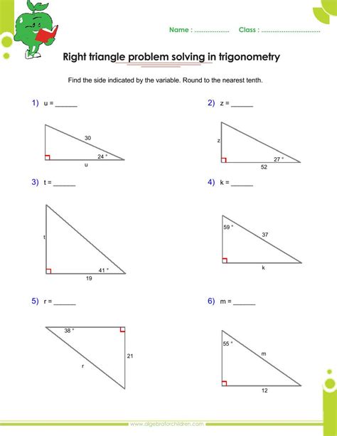 right triangle problems worksheet