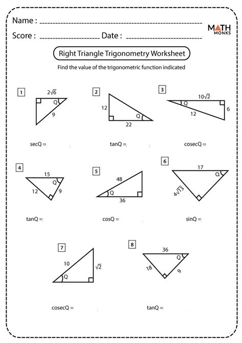 right triangle trig practice problems