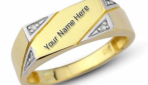 Ring Design For Men With Name 10K Gold s Engraved Diamond Wedding Band 22367