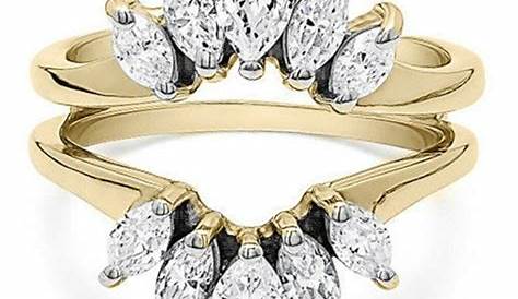 Ring Enhancer For Marquise Solitaire 14k Yellow Gold Diamonds Wrap Guard
