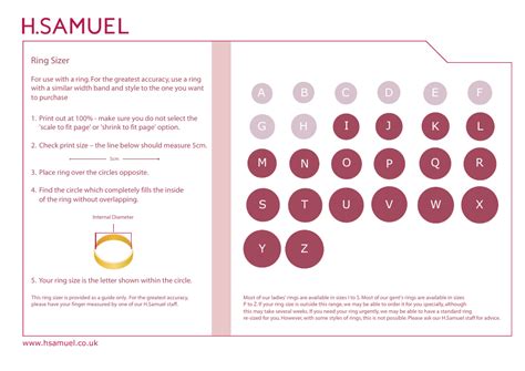 Ring Size Chart H Samuel