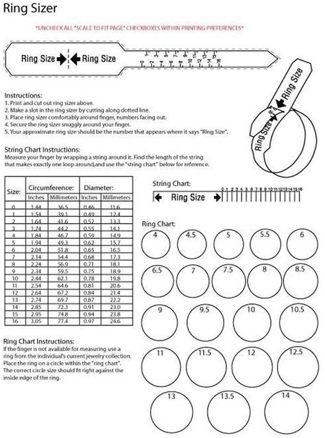 Ring Sizing Chart Printable Free