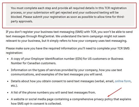 ringcentral sms privacy policy