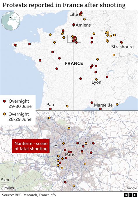riots in france map