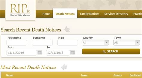 rip.ie death notices ireland